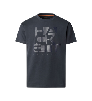 Blokgrafisk T-shirt med klassisk navy fit-logo