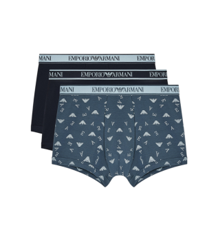 3er-Set blaue elastische Boxershorts