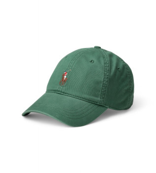 Green elasticated cotton twill cap