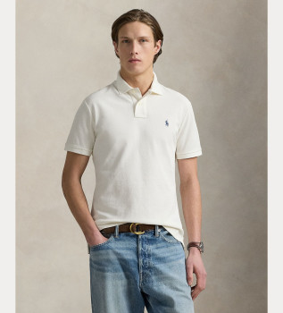 Iconisch poloshirt in gebroken wit piqué