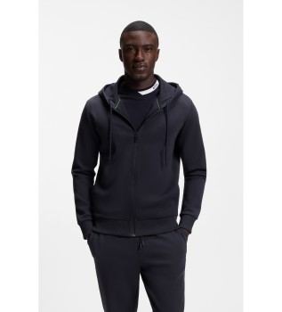 Felpa con cappuccio e zip blu navy