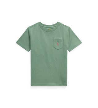 T-shirt en maille de coton avec poche vert