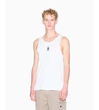 Ribbed sleeveless T-shirt with white logo
