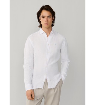 Camisa de linho tingida, corte ajustado, branca
