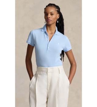 Polo élastique bleu, coupe slim