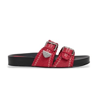 Sandali etnici Agnes in pelle rossa