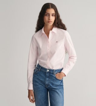 Oxford Slim Fit skjorta med stretch rosa
