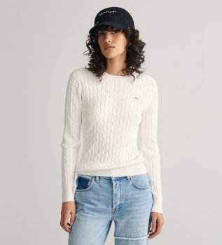 Weißer Pullover mit Rundhalsausschnitt