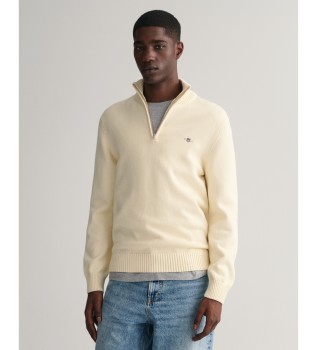Cream half-zip knit sweater