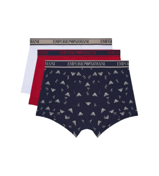3er-Set Boxershorts ?Core? in Marineblau, Rot und Weiß