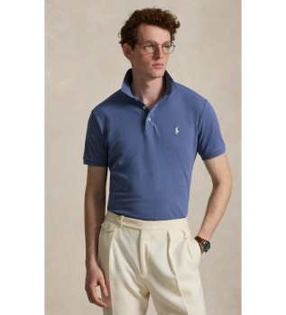 Blue Custom Slim Fit stretch piqué polo shirt