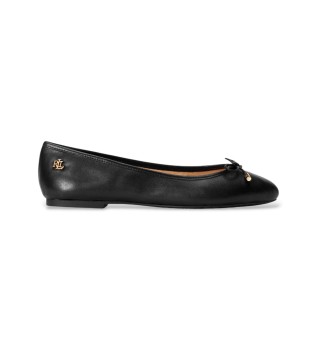Jayna black leather ballet flats