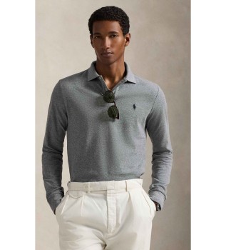 Graues Piqué-Poloshirt in Slim Fit, individuell gestaltet