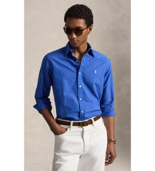 Custom Fit oxford overhemd geverfd blauw