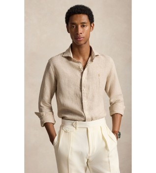 Camisa de lino Custom Fit beige