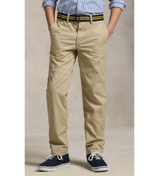 Pantalón de sarga elástica Slim Fit beige