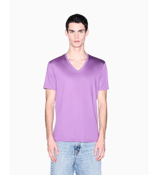 T-shirt Col V lilas