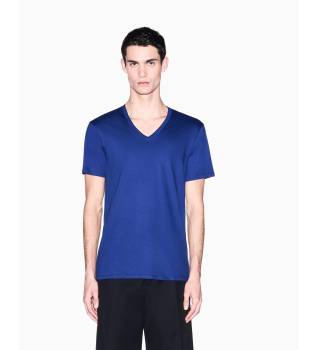 T-shirt Col V bleu