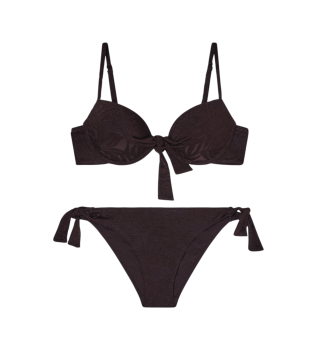 Brown Jacquard Pattern Bikini