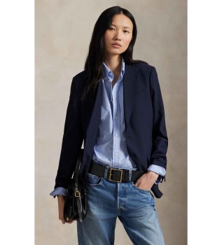 Marineblauwe blazer van wol met elastaan