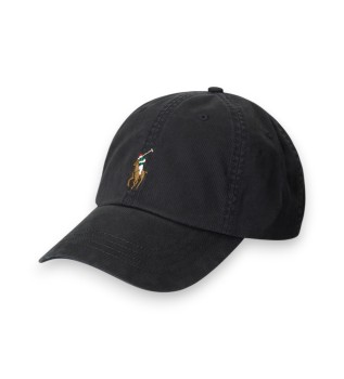 Black Cotton Twill Cap with Visor