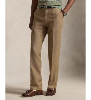 Bukser i bomuld og hør Classic Fit beige