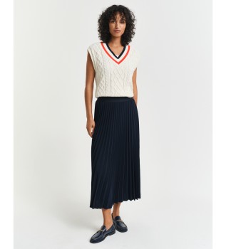 Falda midi plisada marino