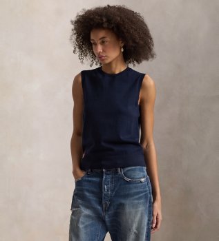 Mouwloze trui marineblauw