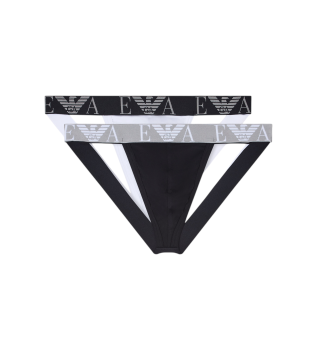 Set 2 Slips Bold Monogram negro, blanco