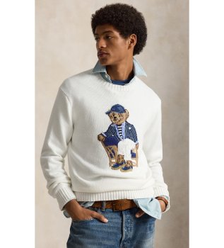 Bear-strikbluse hvid