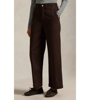 Pantalon chino jambe large marron
