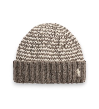 Gorro de mezcla de lana con rayas marrón