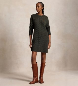 Robe en laine et cachemire verte
