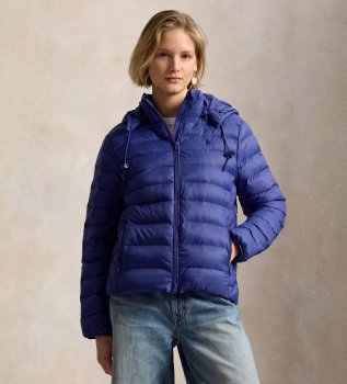 Veste hydrofuge à capuche bleue