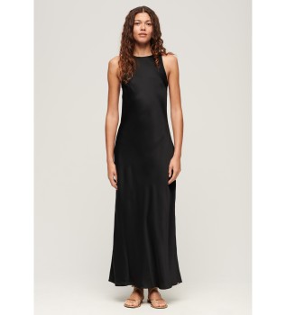 Vestido midi de cetim preto