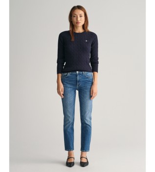 Jeansy Slim Fit do kostki niebieskie