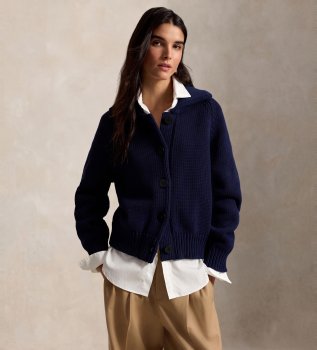 Navy cotton-blend cardigan