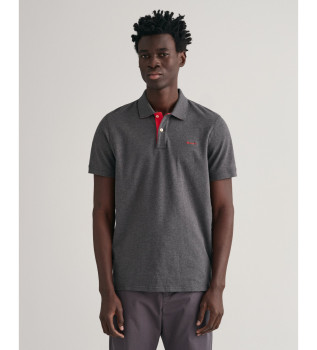 Polo piqué em contraste cinzento