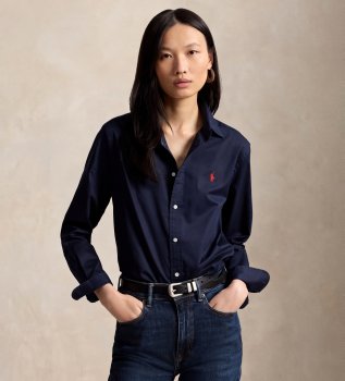 Camicia in twill di cotone Classic Fit blu navy