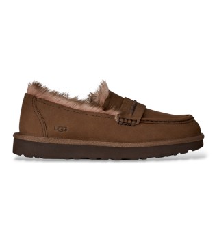 Mocassins van Leer Ellis Nubuck Loafer bruin