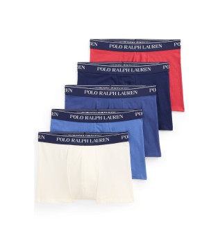 Conjunto de 5 boxers clássicos de algodão elástico multicolor