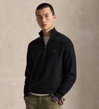Maglione in maglia di piqué di cotone nero