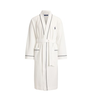 White cotton blend knit robe