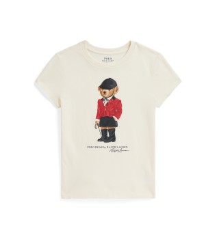 Camiseta de algodón con Polo Bear beige