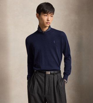 Pull en laine lavable marine