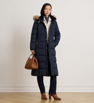 Manteau en duvet avec fourrure synthétique bleu marine