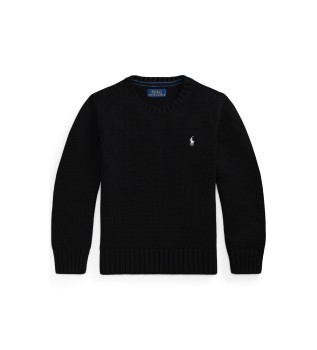 Maglia di cotone con girocollo nero