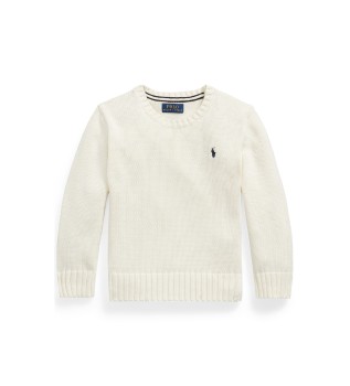 Maglia di cotone con girocollo beige