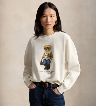 Crèmewitte fleece sweater met Polo Bear