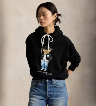 Zwart sweatshirt met Polo Bear-print in kersthumeur